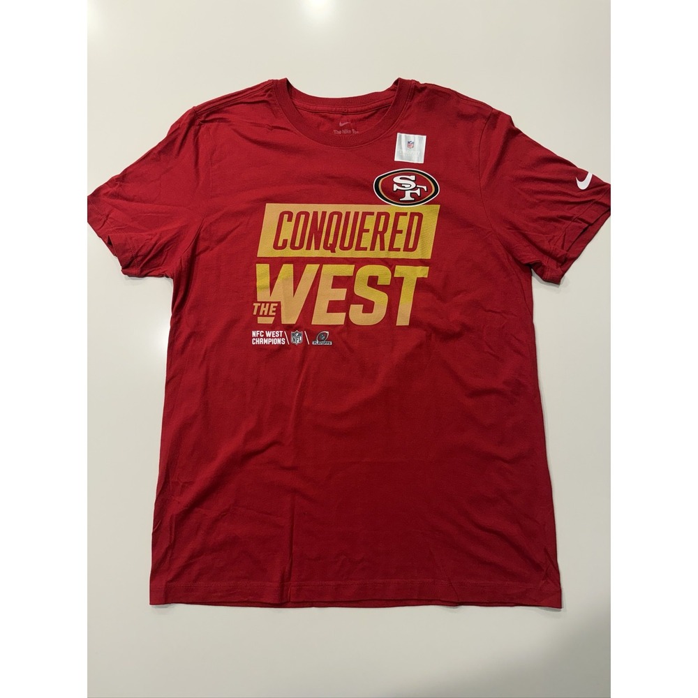 Nike San Francisco 49ers NFC West Champions T-Shirt Mens L Red NFL Trophy Tee